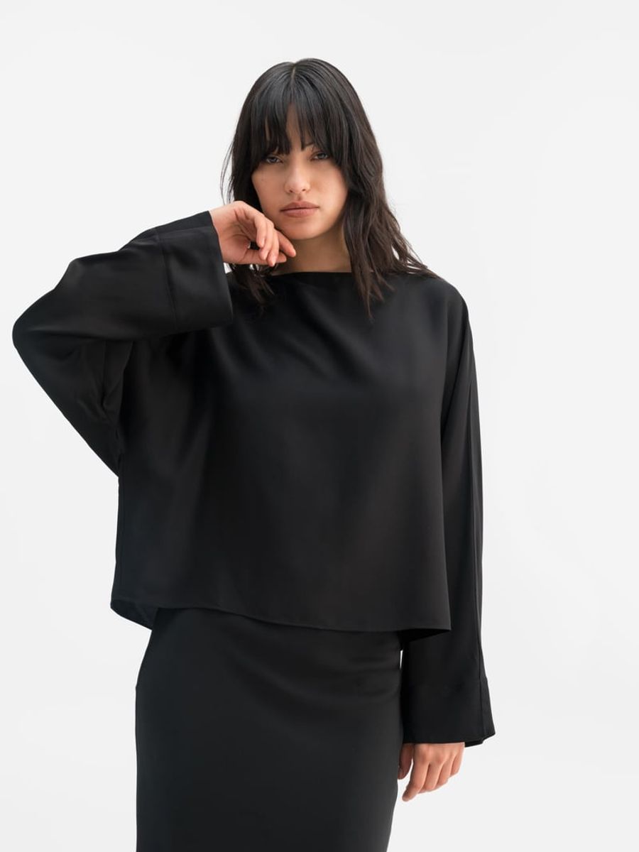 Nina Silke Bluse Black