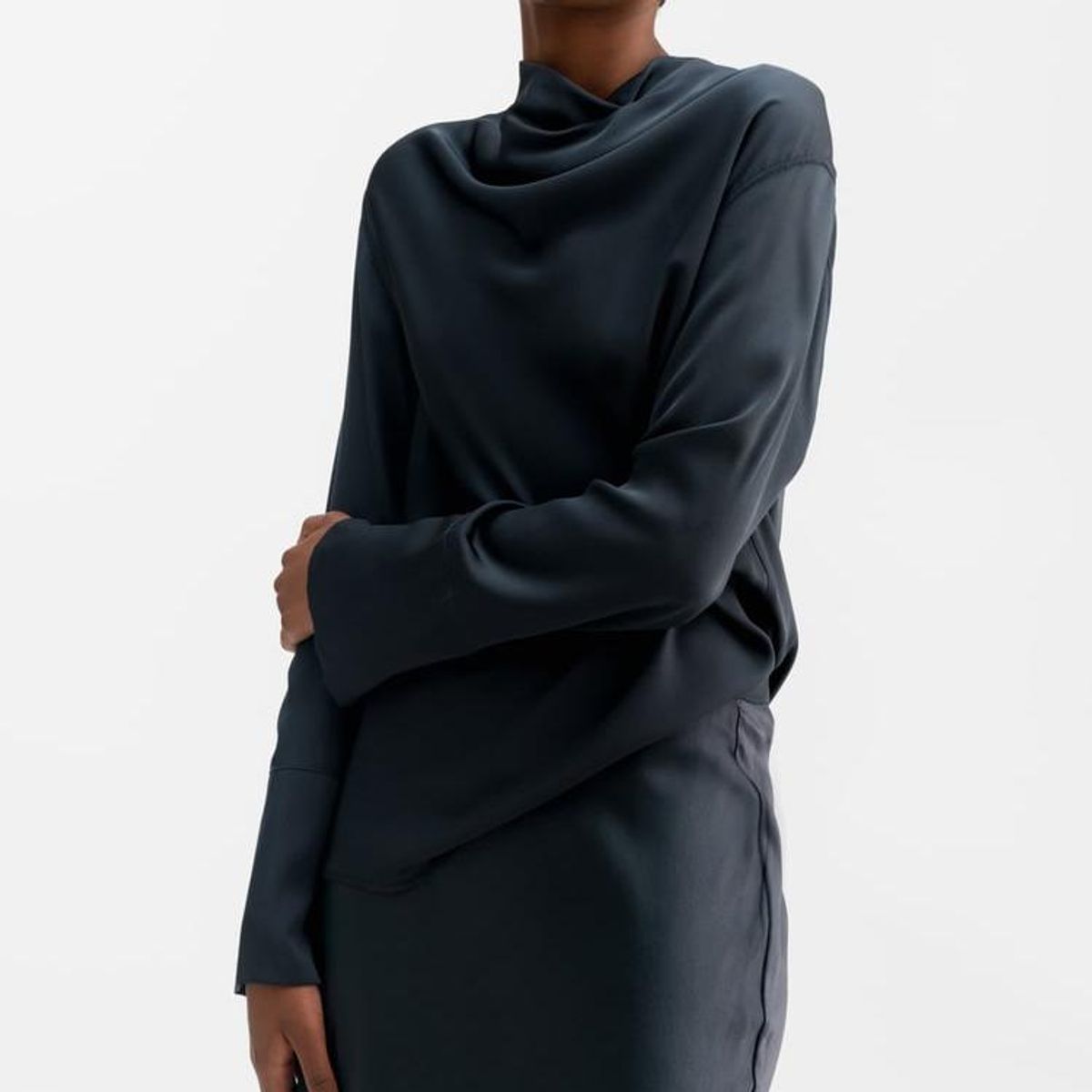 Ayumi Silke Bluse Blue Grey