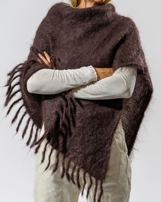 Hovedbilde Eloide Mohair Poncho - Dark Brown